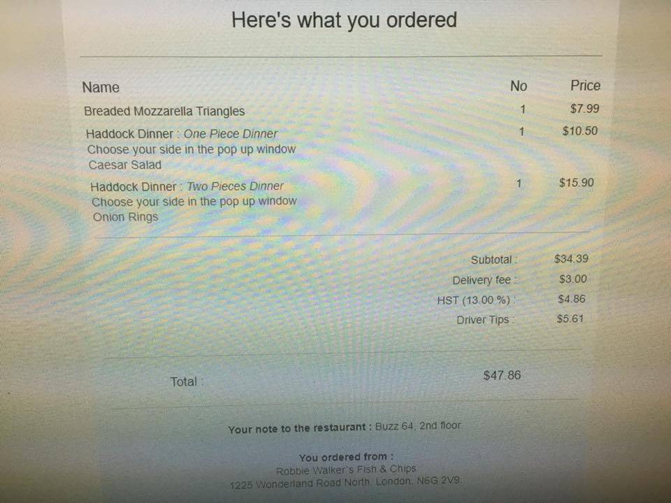 Robbie Walkers Fish & Chips | restaurant | 1225 Wonderland Rd N, London, ON N6G 3S1, Canada | 5196571684 OR +1 519-657-1684