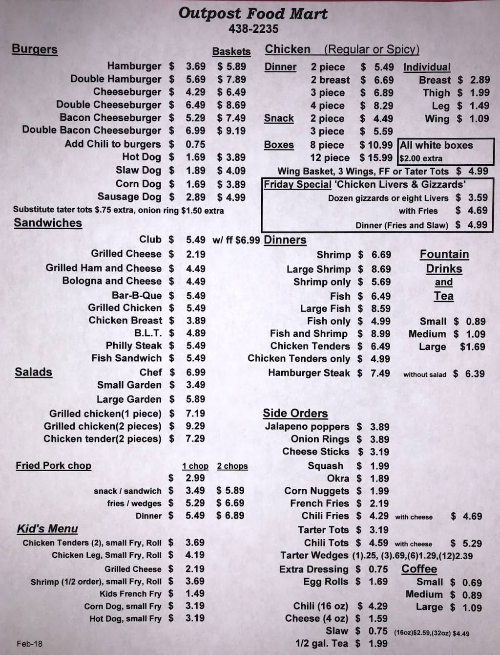 Outpost Food Mart | restaurant | 824 White Pond Rd, Elgin, SC 29045, USA | 8034382235 OR +1 803-438-2235