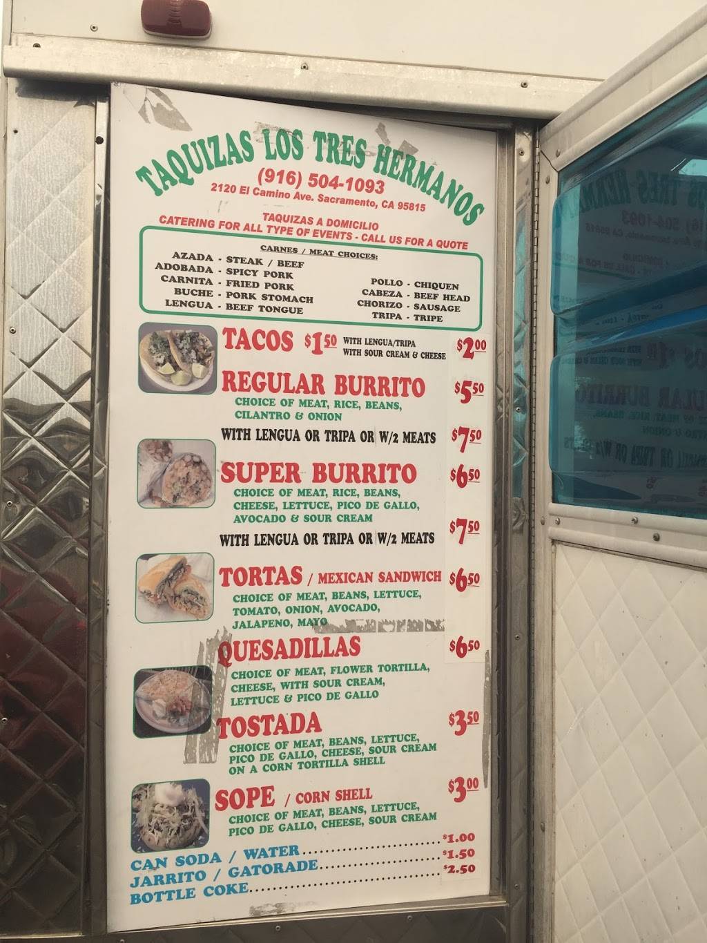 Tacos Los Tres Hermanos | restaurant | 2114 El Camino Ave, Sacramento, CA 95825, USA | 9165041093 OR +1 916-504-1093