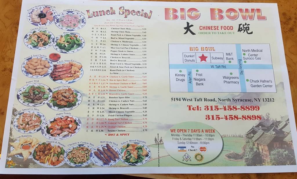Big Bowl Inc | restaurant | 5194 W Taft Rd, North Syracuse, NY 13212, USA | 3154588899 OR +1 315-458-8899