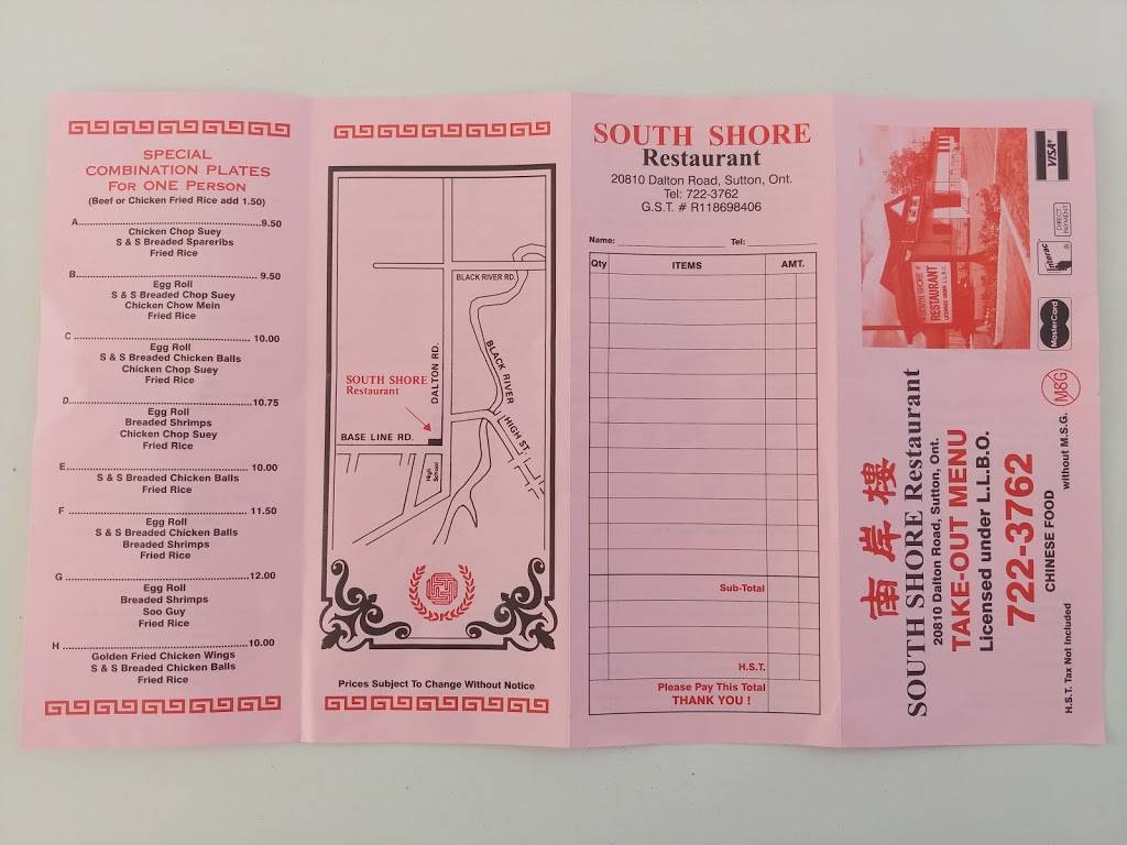 South Shore Restaurant | restaurant | 20810 Dalton Rd, Sutton, ON L0E 1R0, Canada | 9057223762 OR +1 905-722-3762