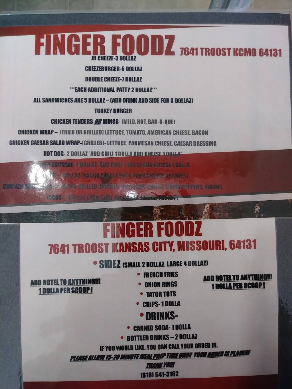Finger Foodz | restaurant | 7641 Troost Ave, Kansas City, MO 64131, USA | 8165413162 OR +1 816-541-3162
