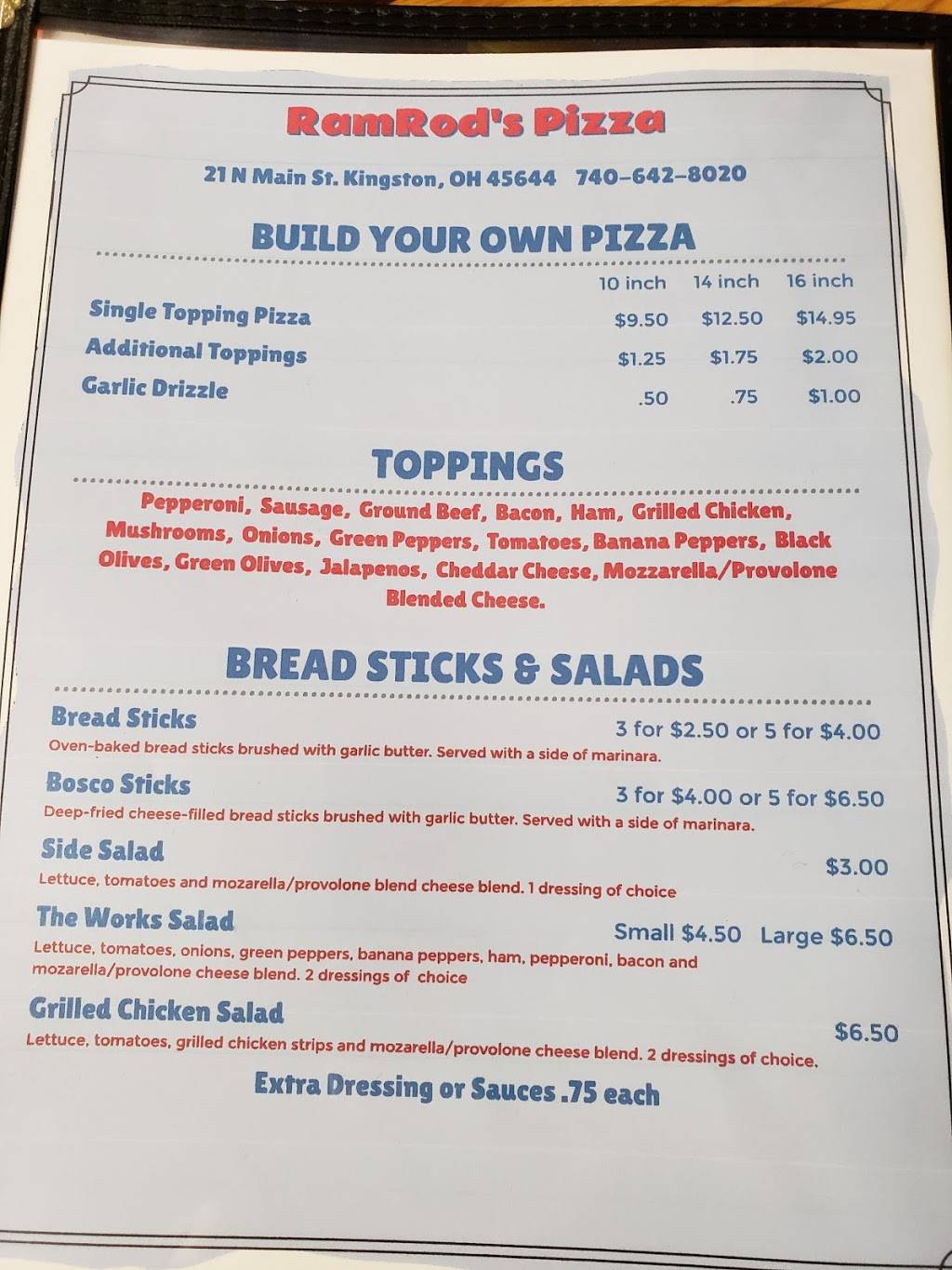 Dairy Shed Too & Ramrods Pizza | meal delivery | 21 N Main St, Kingston, OH 45644, USA | 7406428020 OR +1 740-642-8020