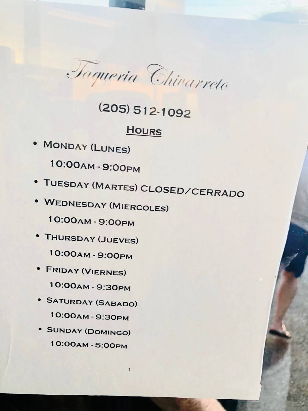 Taqueria Chivaretto | restaurant | Jasper, AL 35501, USA | 2055121092 OR +1 205-512-1092