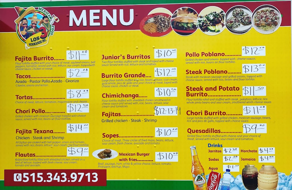 Los Tres Hermanos Mexican Food | restaurant | 705 Ferry St, Adel, IA 50003, USA | 5153439713 OR +1 515-343-9713