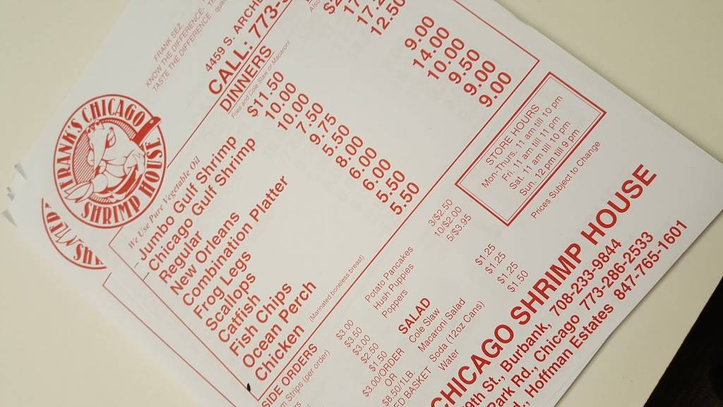 Franks Chicago Shrimp House | restaurant | 4459 S Archer Ave, Chicago, IL 60632, USA | 7735234624 OR +1 773-523-4624