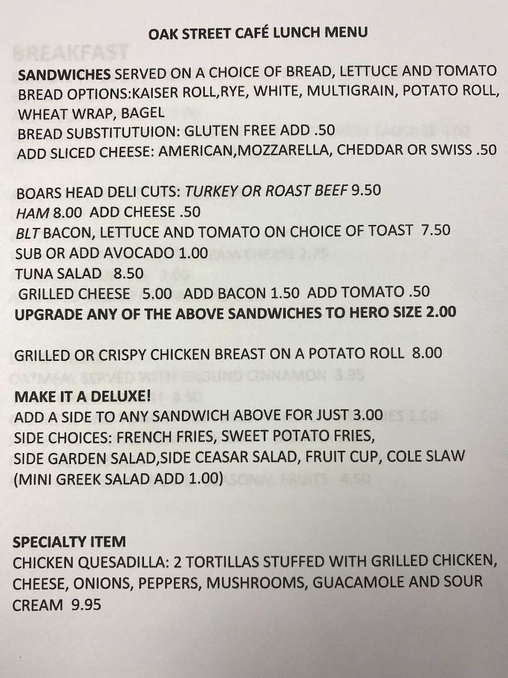 Oak Street Cafe | restaurant | 377 Oak St, Garden City, NY 11530, USA | 5167583060 OR +1 516-758-3060