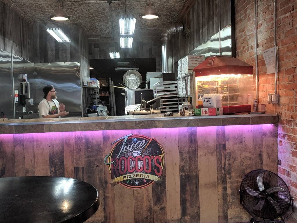 Juice and Roccos Pizzeria | restaurant | 52 Main St N, Brampton, ON L6V 1N6, Canada | 9054971999 OR +1 905-497-1999