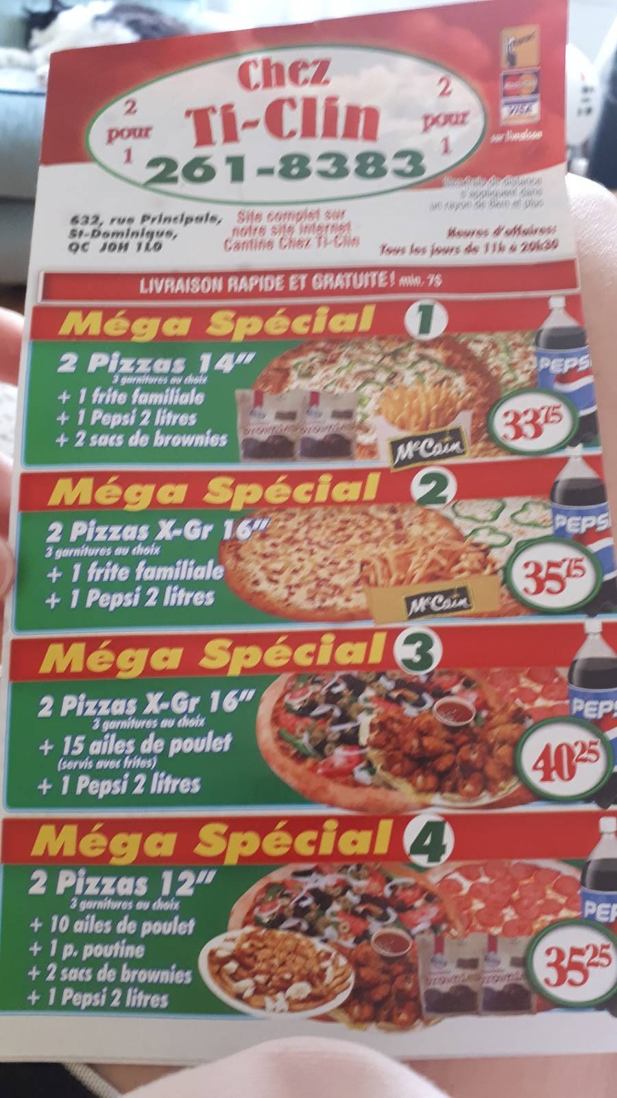 Cantine Ti-Clin | restaurant | 632 Rue Principale, Saint-Dominique, QC J0H 1L0, Canada | 4502618383 OR +1 450-261-8383