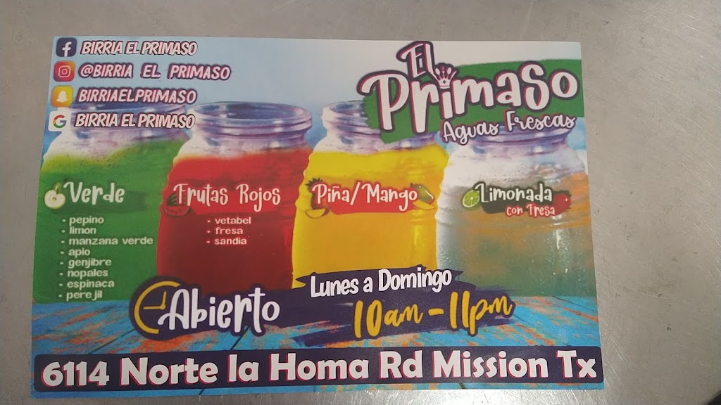 Birria el primaso | restaurant | 2901 Diamond ave, N La Homa Rd, Mission, TX 78574, USA | 9567771181 OR +1 956-777-1181