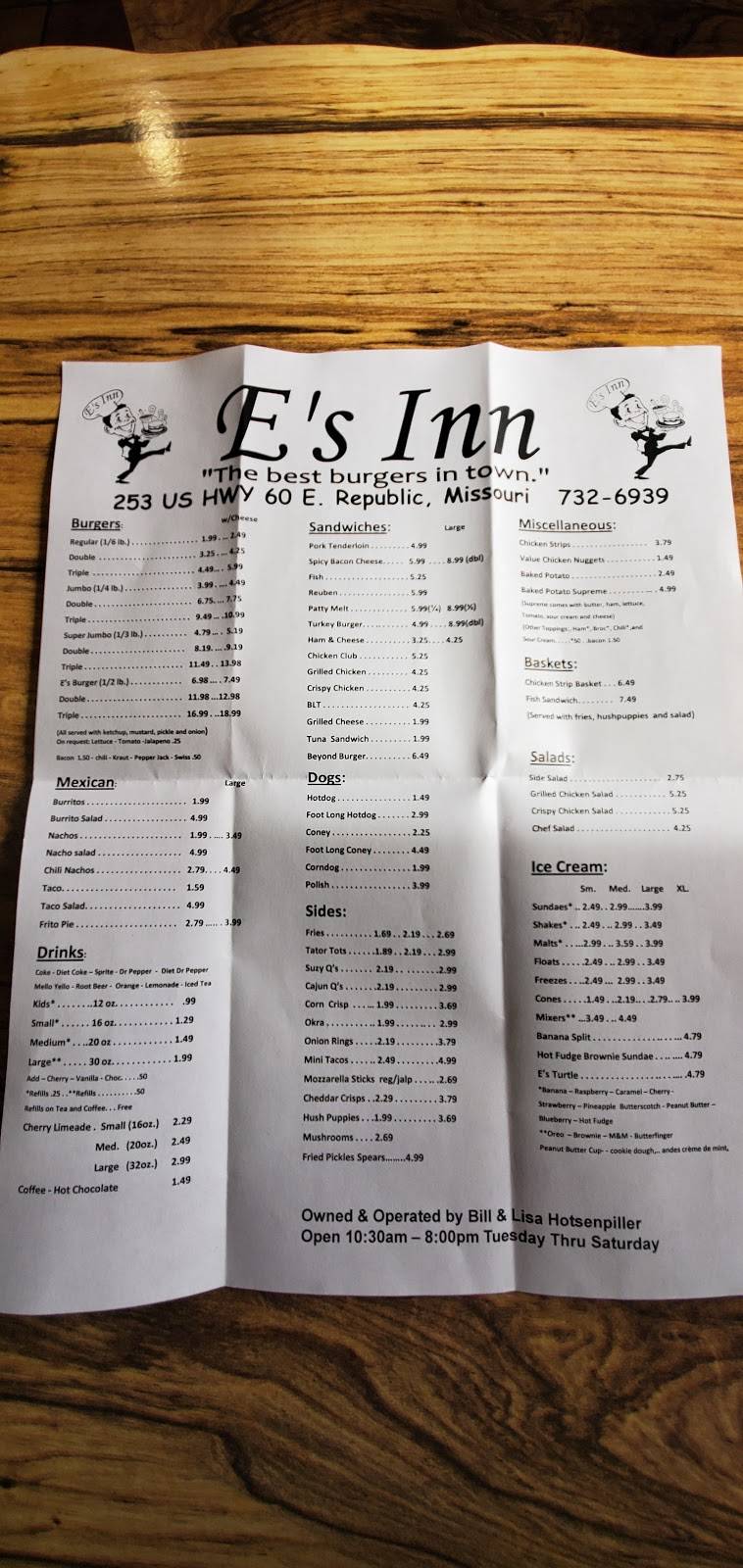 Es Inn | restaurant | 253 US-60 E, Republic, MO 65738, USA | 4177326939 OR +1 417-732-6939