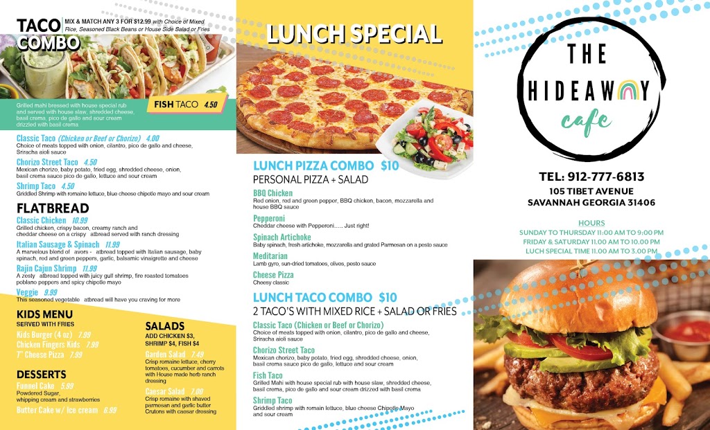 The Hideaway Cafe | restaurant | 105 Tibet Ave, Savannah, GA 31406, USA | 9127776813 OR +1 912-777-6813