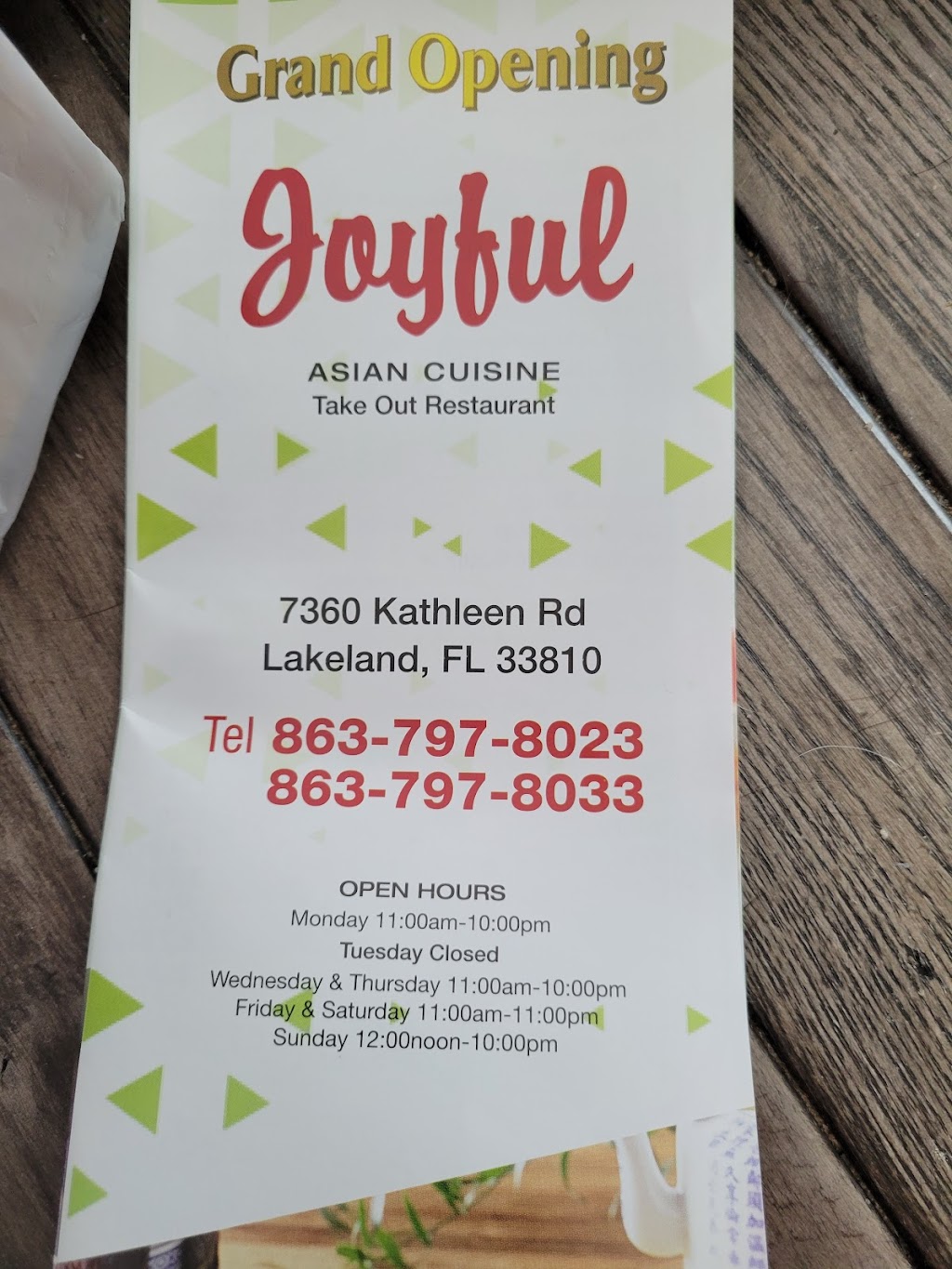 Joyful Asian Cuisine | meal takeaway | 7360 Kathleen Rd, Lakeland, FL 33810, USA | 8637978033 OR +1 863-797-8033