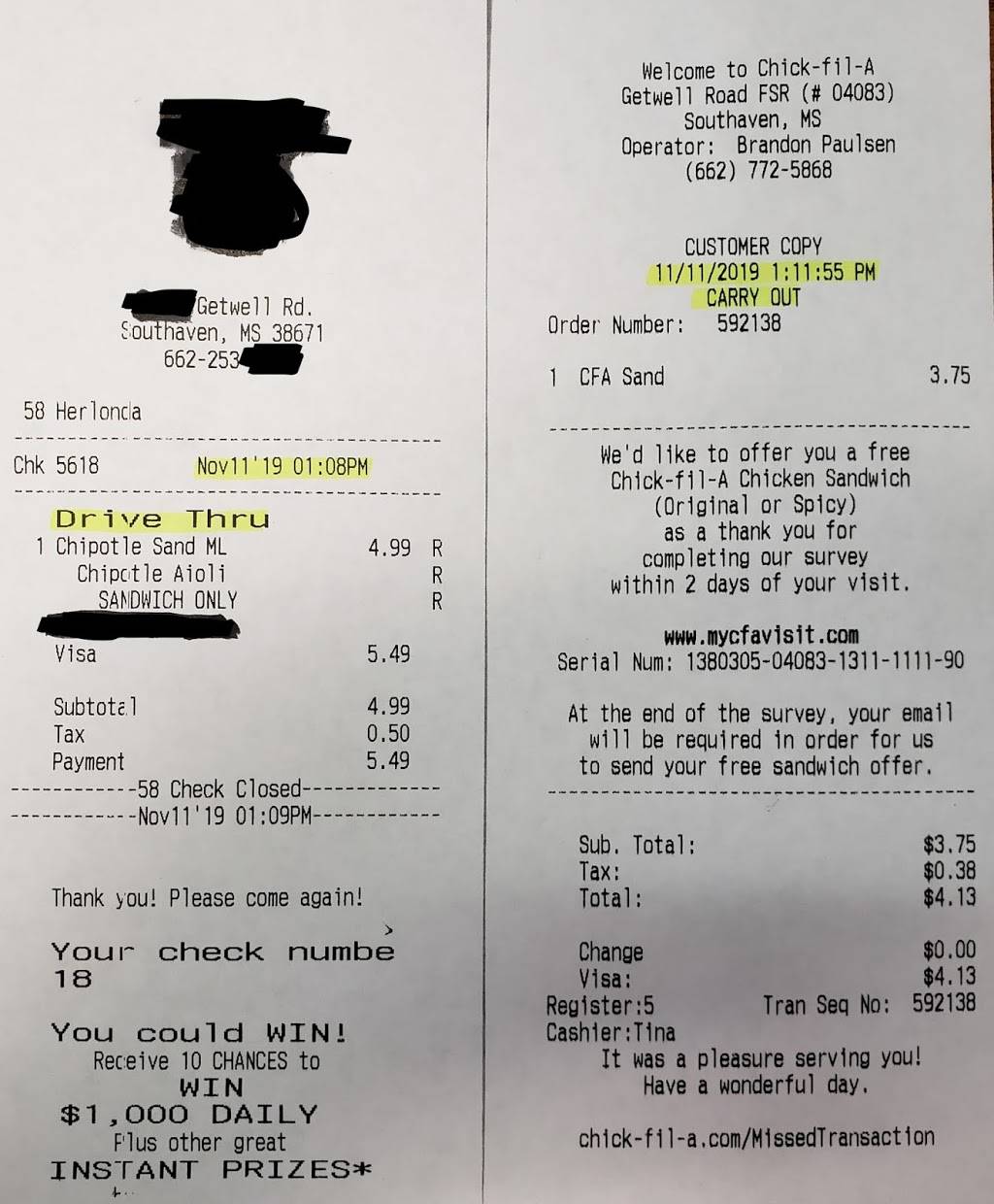 Chick-fil-A | restaurant | 6885 Getwell Rd N, Southaven, MS 38672, USA | 6627725868 OR +1 662-772-5868