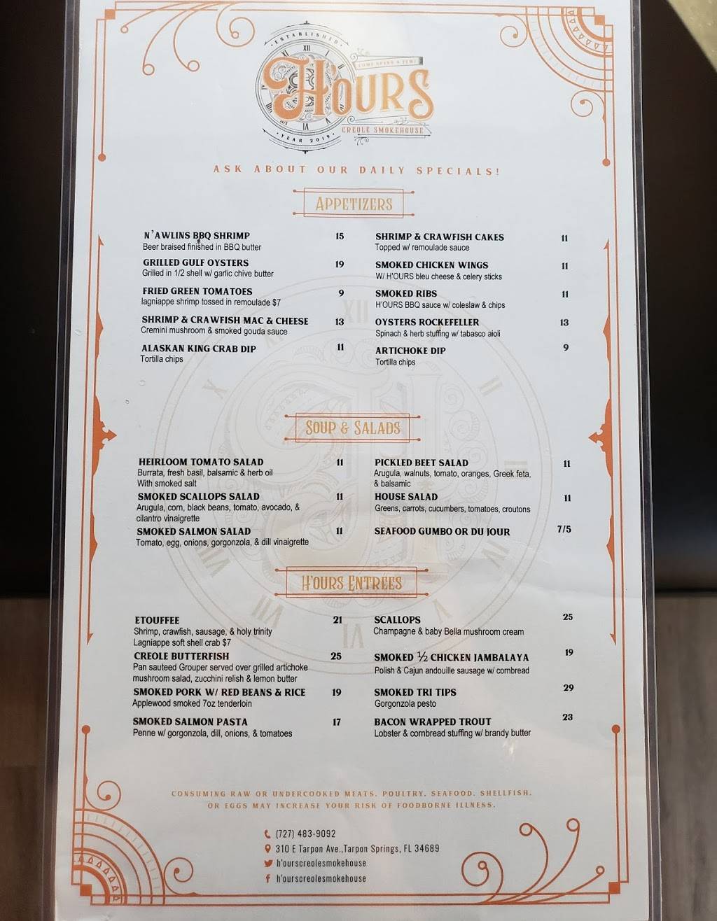 Hours Creole Smokehouse | restaurant | 310 E Tarpon Ave, Tarpon Springs, FL 34689, USA | 7274839092 OR +1 727-483-9092