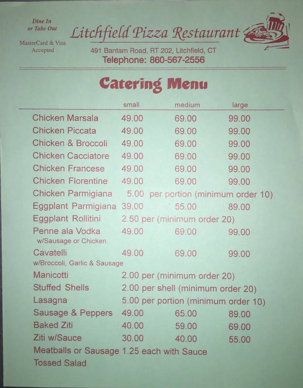 Litchfield Pizza | restaurant | 491 Bantam Rd, Litchfield, CT 06759, USA | 8605672556 OR +1 860-567-2556