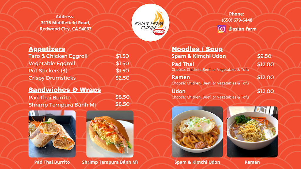 Asian Farm | restaurant | 3176 Middlefield Rd, Redwood City, CA 94063, USA | 6506796448 OR +1 650-679-6448