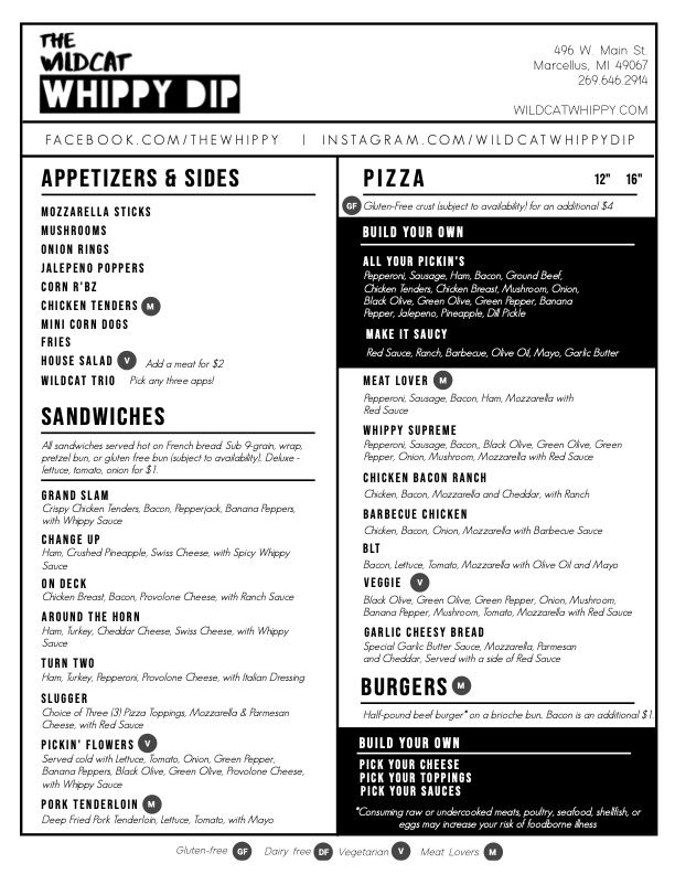 Wildcat Whippy Dip | restaurant | 597 W Main St, Marcellus, MI 49067, USA | 2696462914 OR +1 269-646-2914