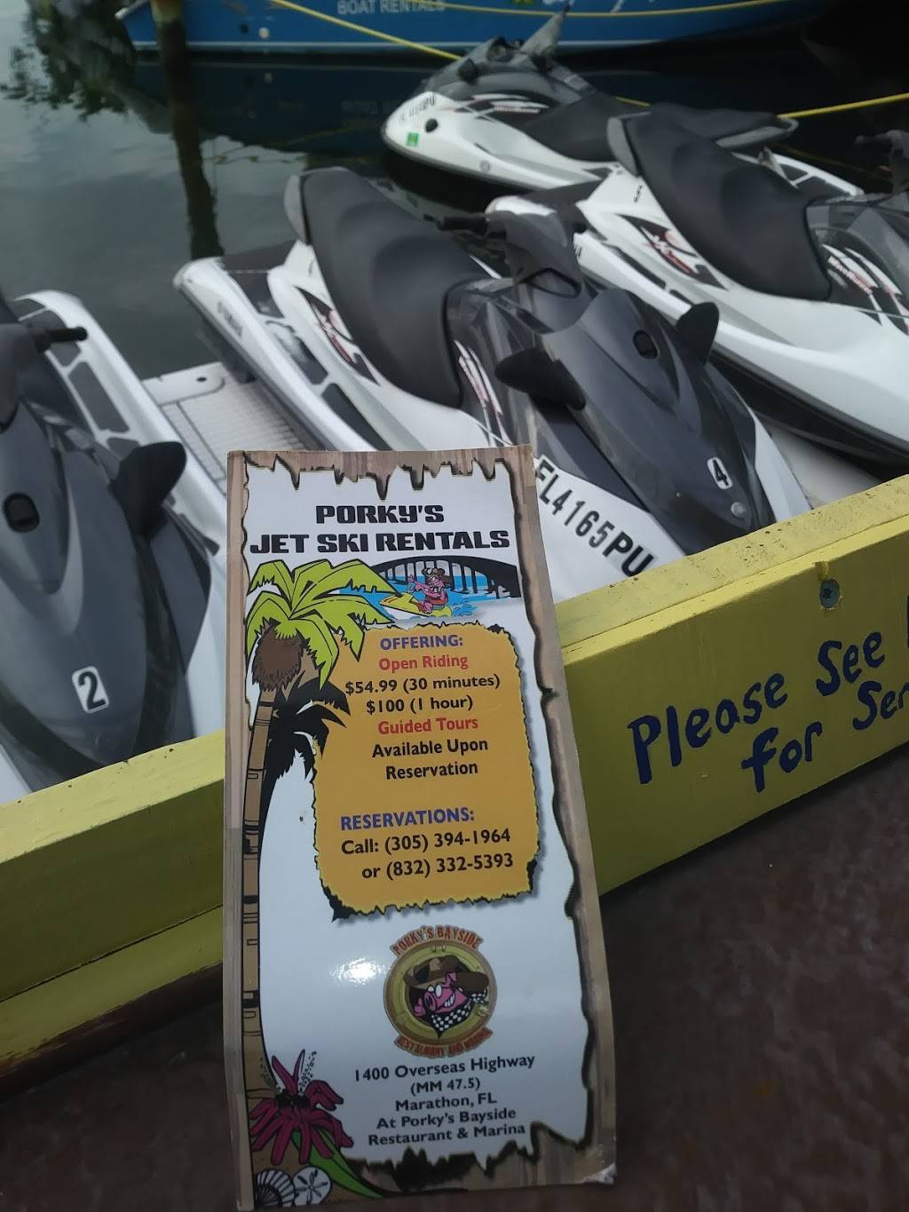 Porkys Jet Ski Rental | restaurant | 1400 Overseas Hwy, Marathon, FL 33050, USA | 3053941964 OR +1 305-394-1964