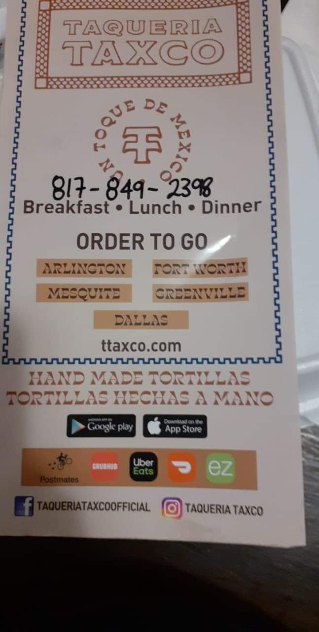 Taqueria Taxco | restaurant | 7605 26 Blvd, North Richland Hills, TX 76180, USA | 8178492398 OR +1 817-849-2398
