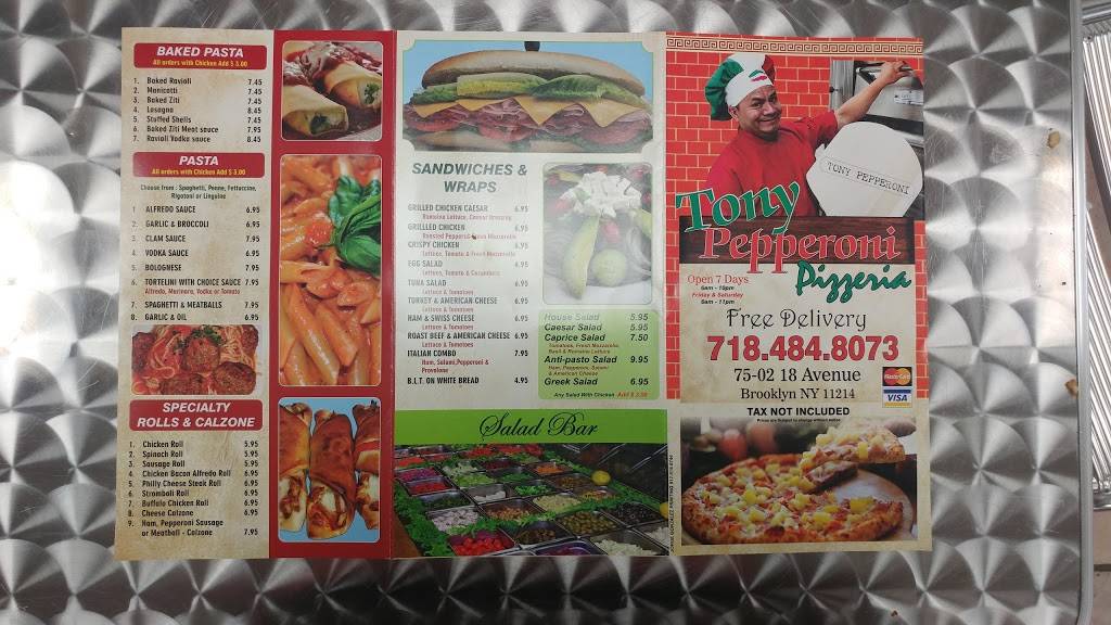 Tony Pepperoni | meal delivery | 7502 18th Ave, Brooklyn, NY 11214, USA | 7184848073 OR +1 718-484-8073