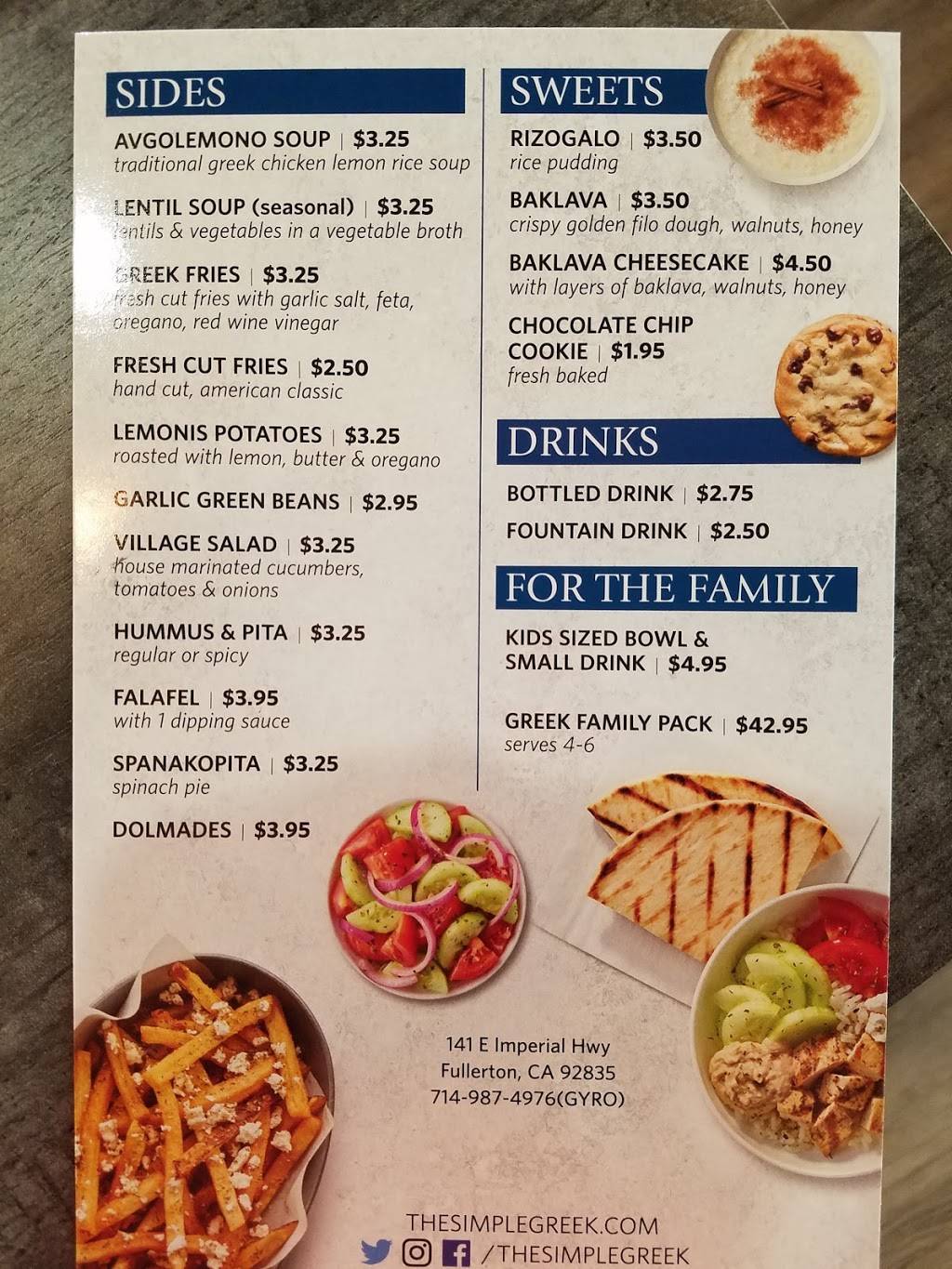 The Simple Greek | restaurant | 141 E Imperial Hwy, Fullerton, CA 92835, USA | 7149874976 OR +1 714-987-4976