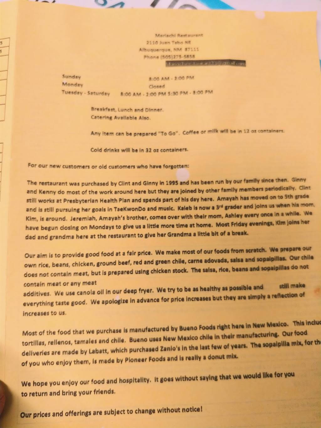 Mariachi Restaurant | restaurant | 2110 Juan Tabo Blvd NE, Albuquerque, NM 87112, USA | 5052755858 OR +1 505-275-5858