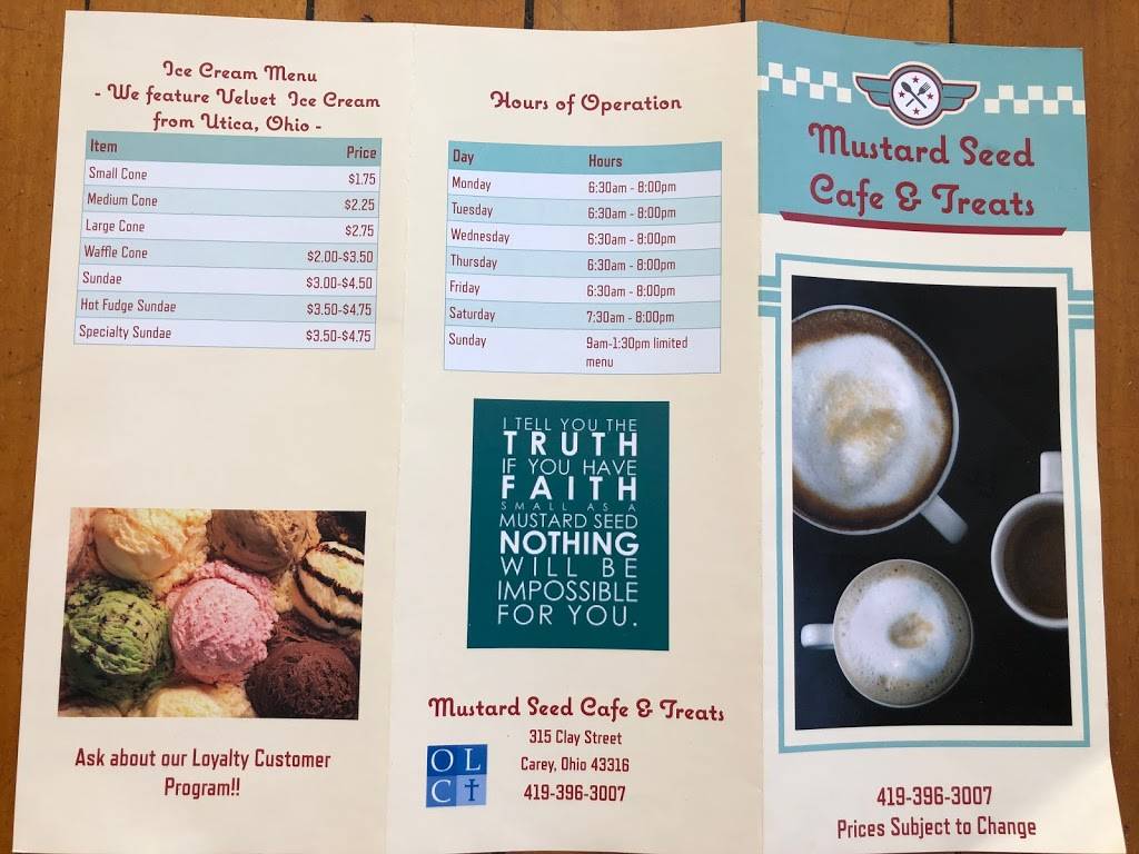 Mustard Seed Cafe & Treats | restaurant | 315 Clay St, Carey, OH 43316, USA | 4193963007 OR +1 419-396-3007