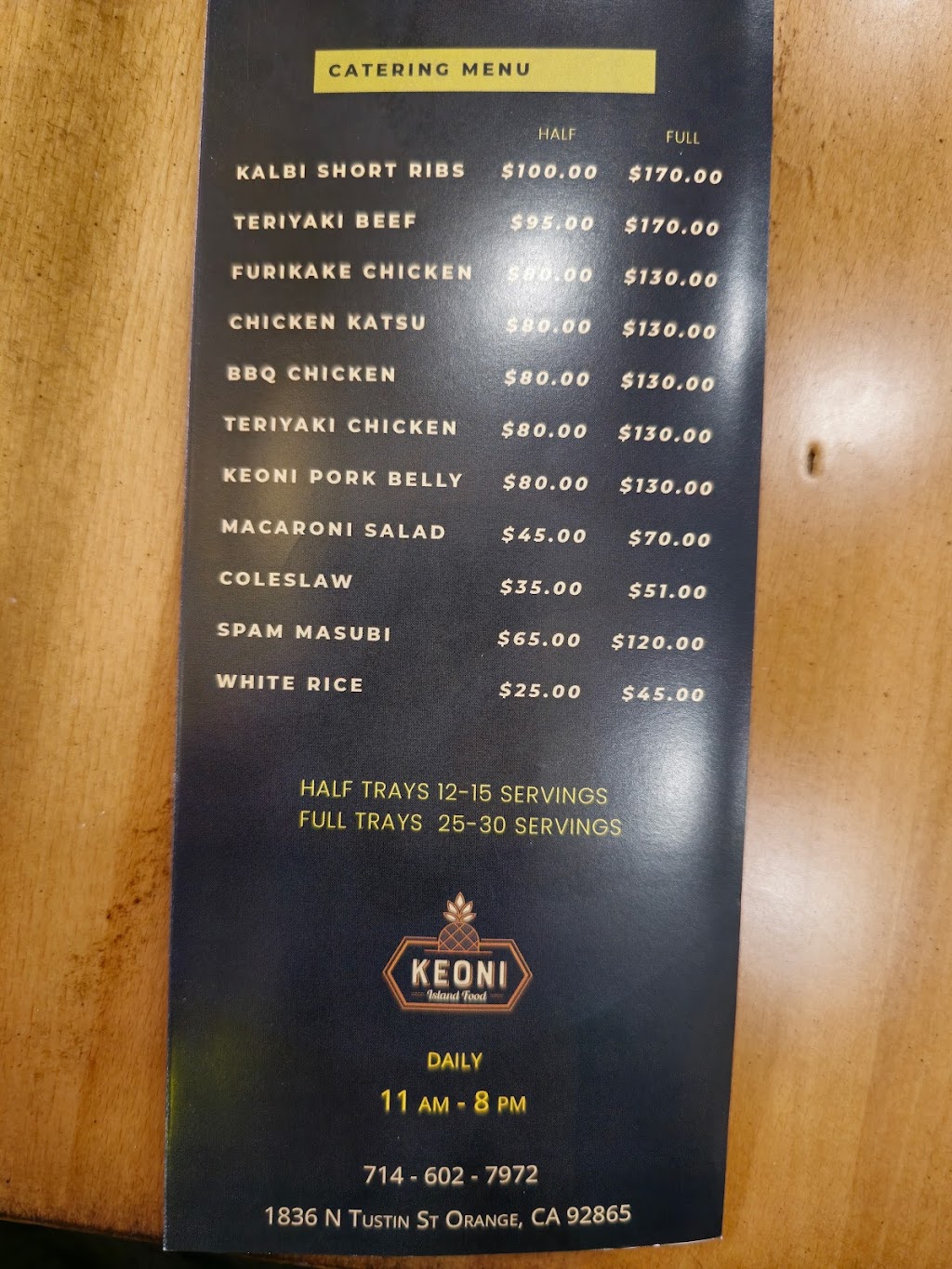 Keoni Island Food | restaurant | 1836 N Tustin St, Orange, CA 92865, USA | 7146027972 OR +1 714-602-7972