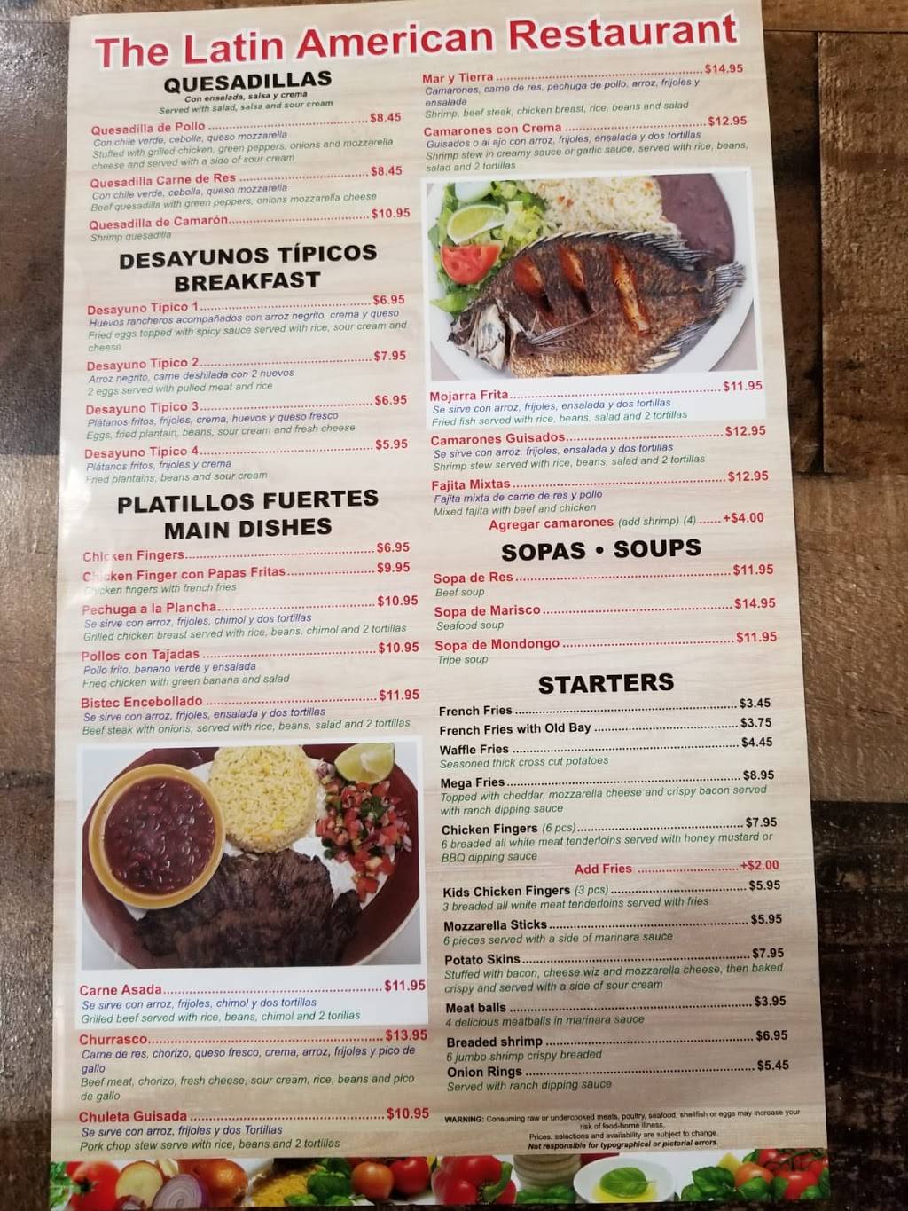 The Latin American Restaurant Inc | restaurant | 1101 N Rolling Rd suite a, Catonsville, MD 21228, USA | 4107441402 OR +1 410-744-1402