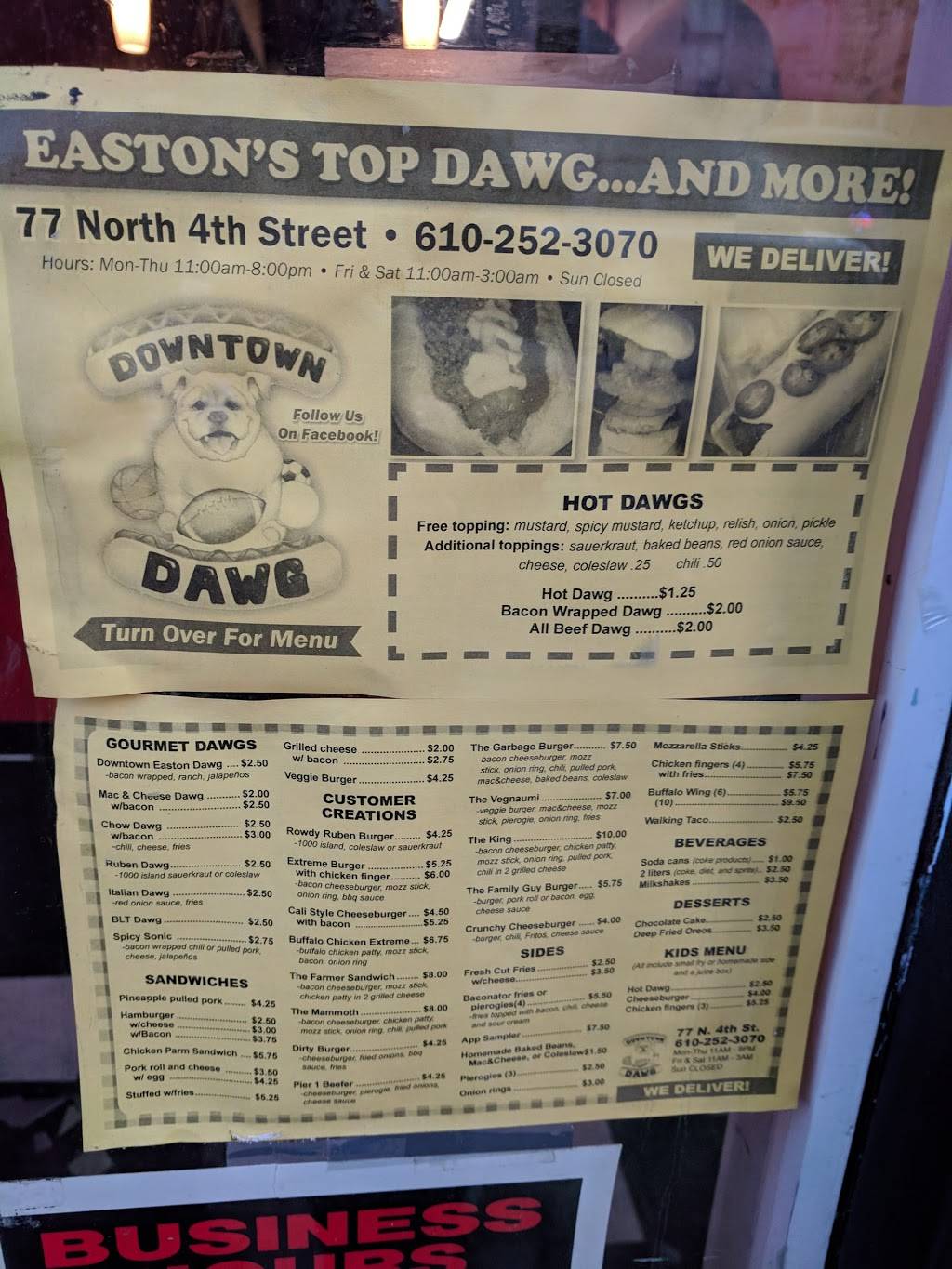 Downtown Dawg | restaurant | 77 N 4th St, Easton, PA 18042, USA | 6102523070 OR +1 610-252-3070