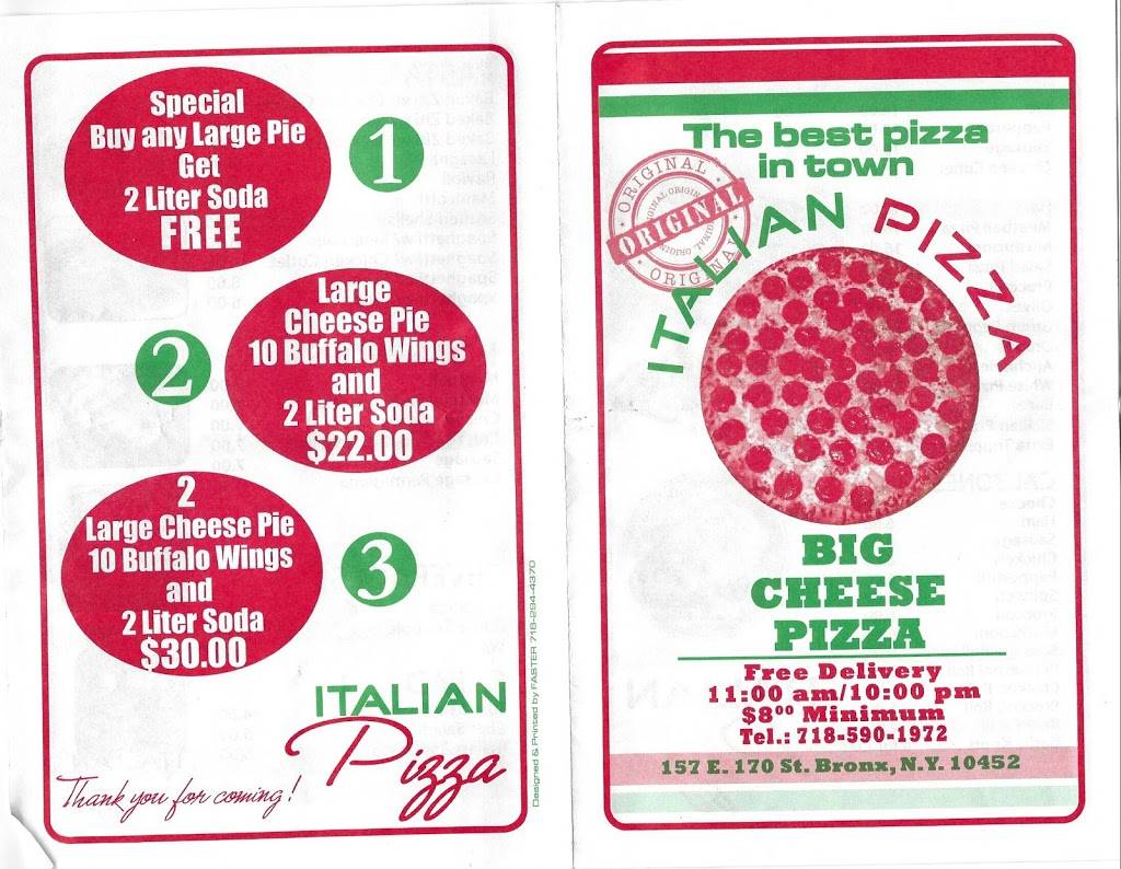 Big Cheese Pizza | restaurant | 7014, 7014, 157 E 170th St, Bronx, NY 10452, USA | 7185901972 OR +1 718-590-1972