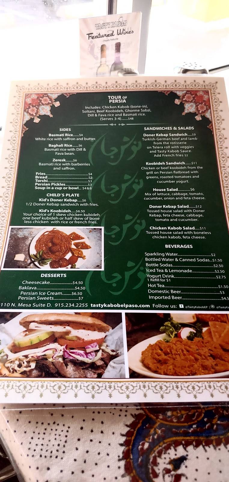 Tasty Kabob | restaurant | 6110 N Mesa St D, El Paso, TX 79912, USA | 9152342255 OR +1 915-234-2255