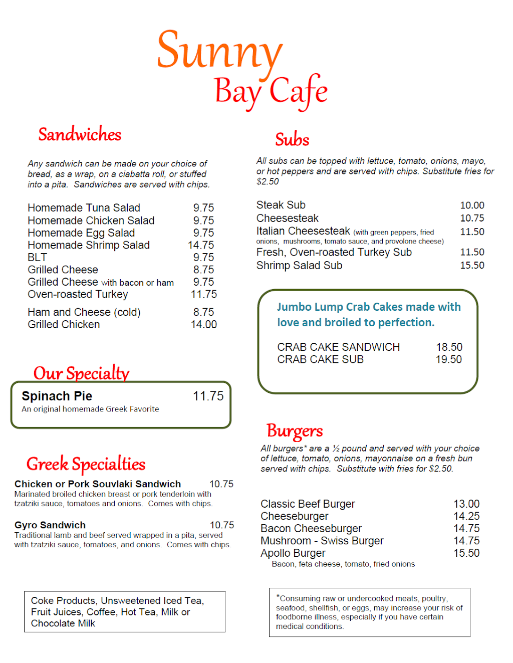 Sunny Bay Cafe | restaurant | 236 Rehoboth Ave, Rehoboth Beach, DE 19971, USA | 3025672344 OR +1 302-567-2344