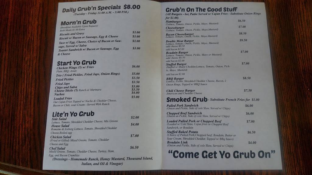 The Grub House | restaurant | 14912 Magnolia St, Warren, TX 77664, USA | 4098346272 OR +1 409-834-6272