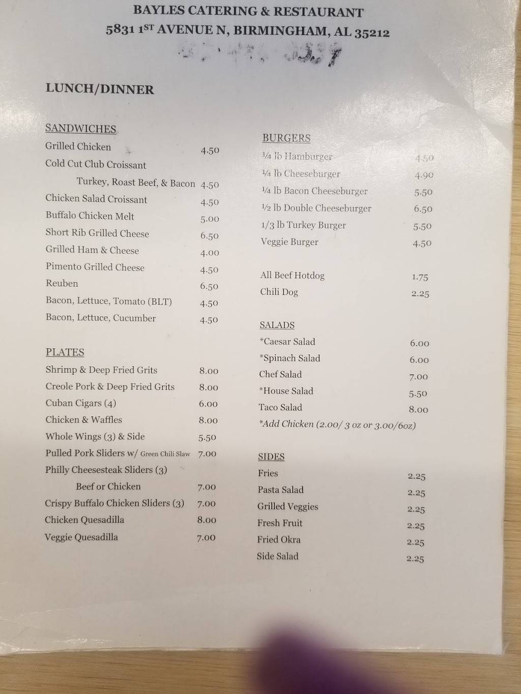 Bayles Catering and Restaurant | meal takeaway | 5831 1st Ave N #300, Birmingham, AL 35212, USA | 2057062470 OR +1 205-706-2470