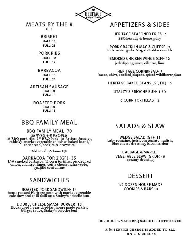 Heritage BBQ & To-Go | restaurant | 5957 McKee Rd, Fitchburg, WI 53719, USA | 60828395002 OR +1 608-283-9500 ext. 2