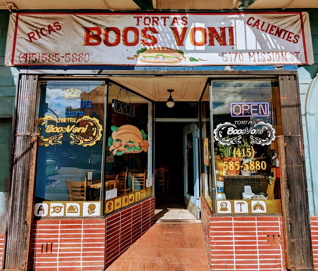 TORTAS BOOS VONI | restaurant | 5170 Mission St, San Francisco, CA 94112, USA | 4155855880 OR +1 415-585-5880