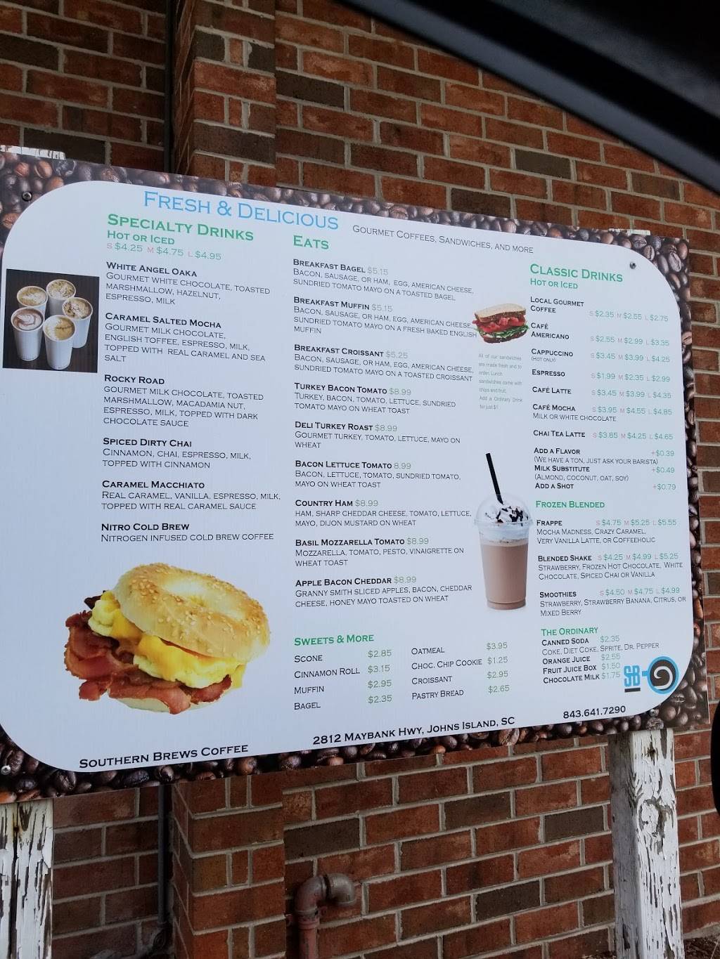 Southern Brews Coffee | meal takeaway | 2812 Maybank Hwy, Johns Island, SC 29455, USA | 8436417290 OR +1 843-641-7290
