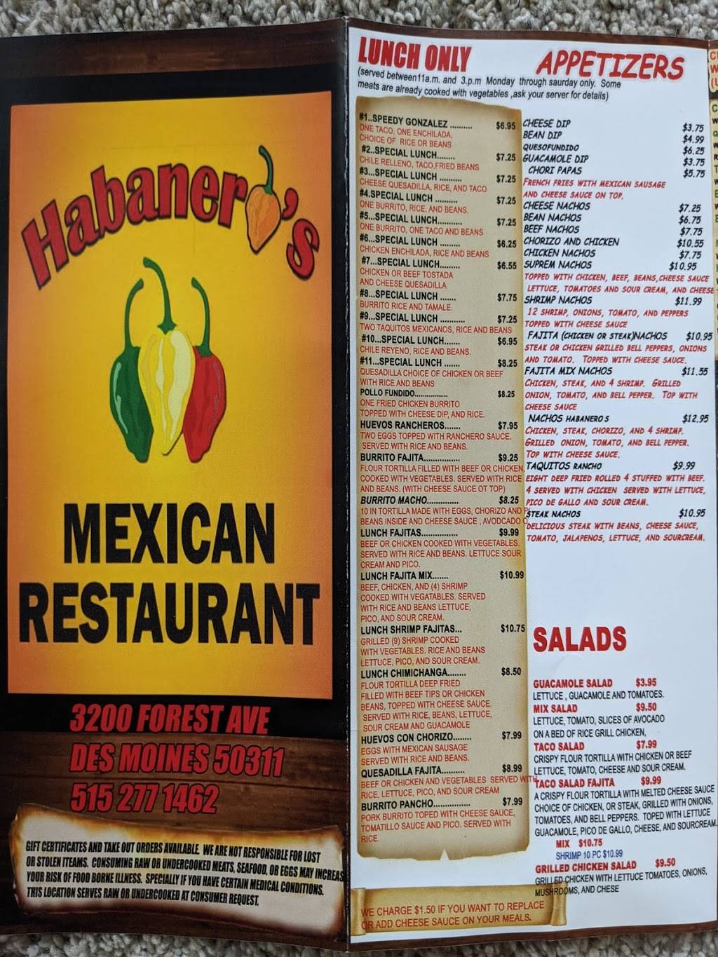 Habaneros | restaurant | 3200 Forest Ave, Des Moines, IA 50311, USA | 5152771462 OR +1 515-277-1462