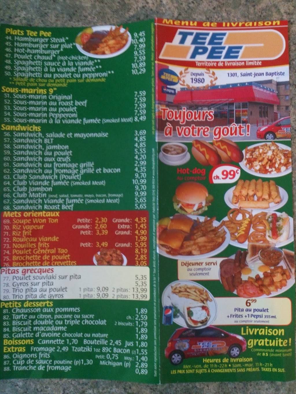 Restaurant Tee Pee Enr | restaurant | 1301 Bd St Jean Baptiste, Pointe-aux-Trembles, QC H1B 4A2, Canada | 5146451897 OR +1 514-645-1897