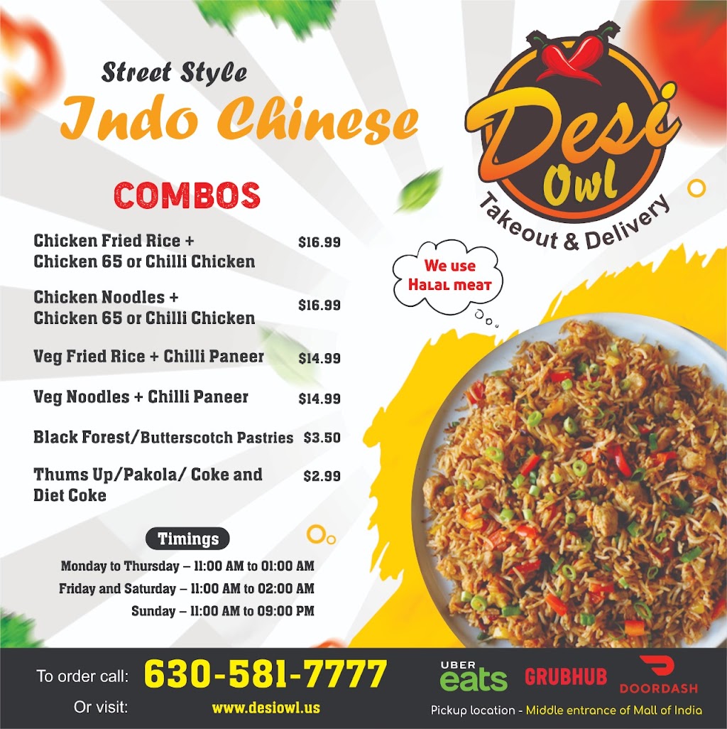 Desi Owl | restaurant | 776 Illinois Rte 59, Naperville, IL 60540, USA | 6305817777 OR +1 630-581-7777