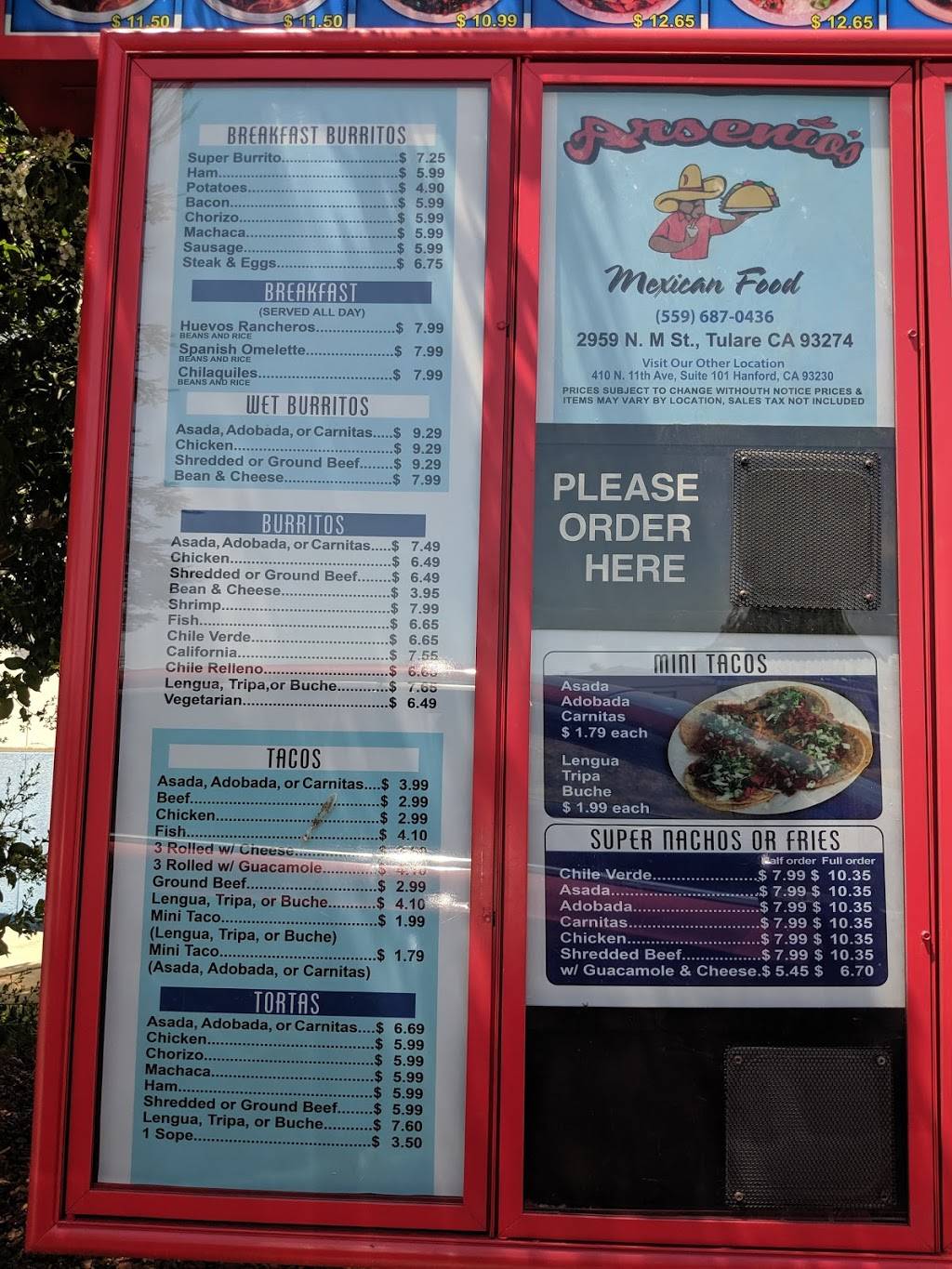 Arsenios Mexican Food | restaurant | 2959 M St, Tulare, CA 93274, USA | 5596870436 OR +1 559-687-0436