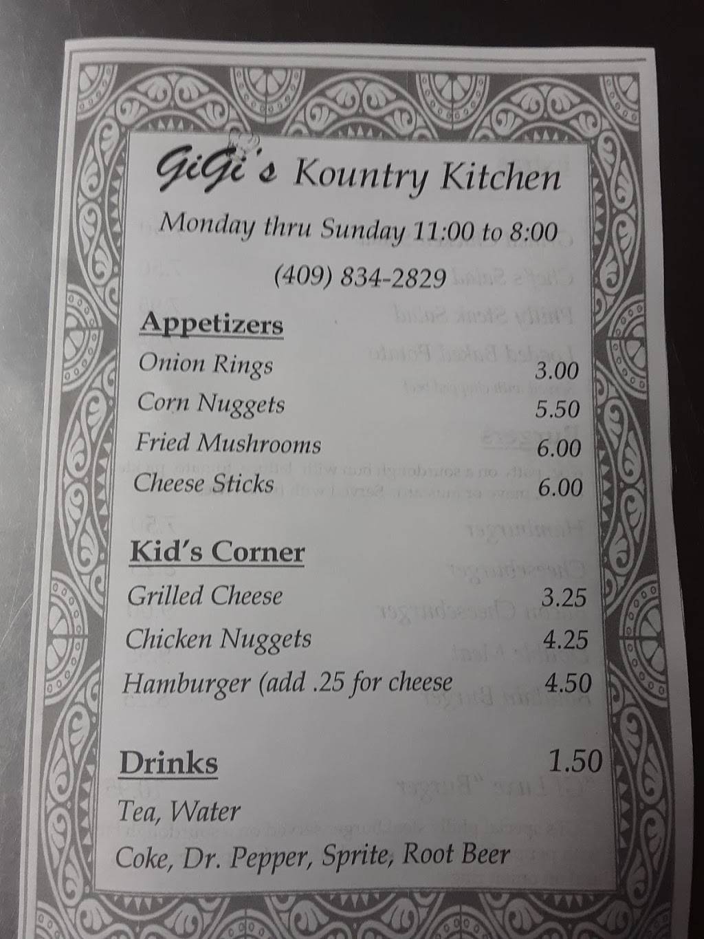 GiGis Kountry Kitchen | restaurant | 14020 Hwy 69s, Village Mills, TX 77663, USA | 4098342829 OR +1 409-834-2829