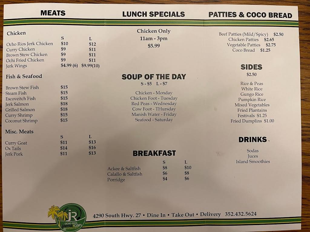 Ocho Rios Jamaican Restaurant | restaurant | 4290 S Hwy 27, Clermont, FL 34711, USA | 3524325624 OR +1 352-432-5624