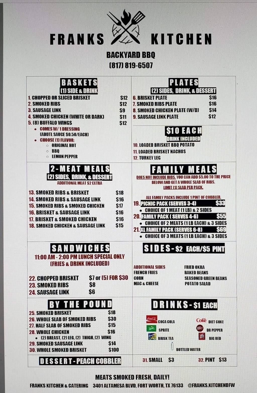 Franks Kitchen | restaurant | 3401 Altamesa Blvd, Fort Worth, TX 76133, USA | 8178969783 OR +1 817-896-9783