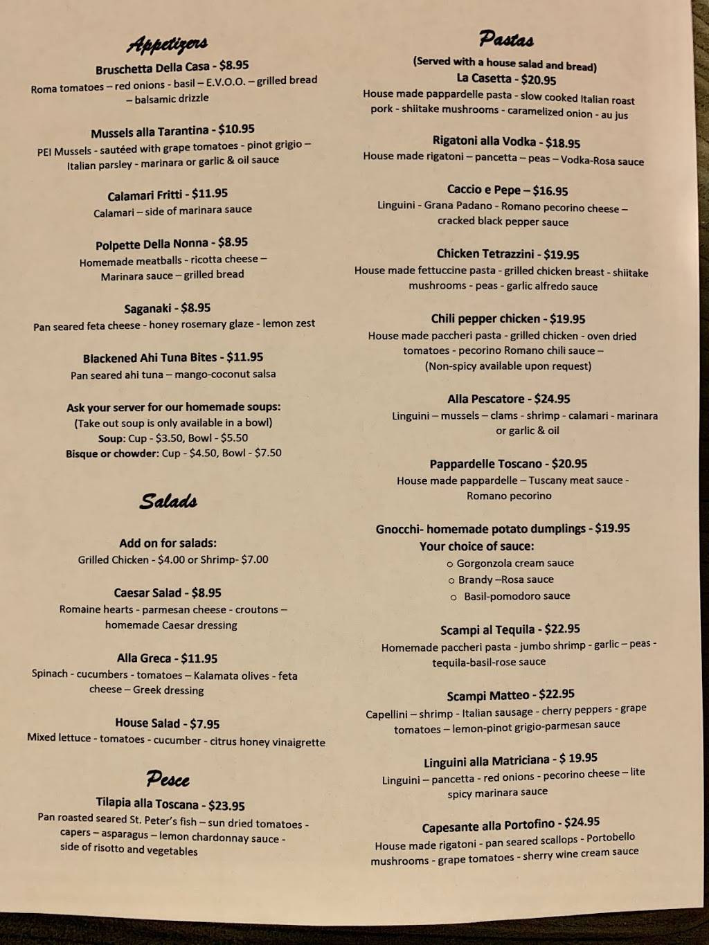 La Casetta Italian Bistro | restaurant | 3054 U.S. 9 North, Ocean View, NJ 08230, USA | 6094786748 OR +1 609-478-6748