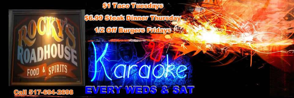 Rockys Roadhouse Bar & Grill | restaurant | 2470 North Cedar Road, Holt, MI 48842, USA | 5176942698 OR +1 517-694-2698