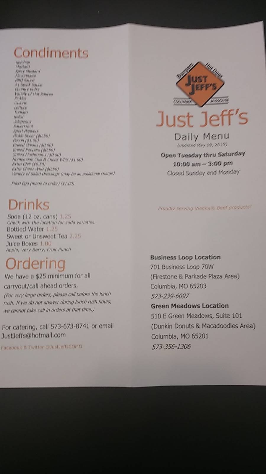 Just Jeff’s | restaurant | 510 E Green Meadows Rd Suite 101, Columbia, MO 65203, USA | 5736738741 OR +1 573-673-8741