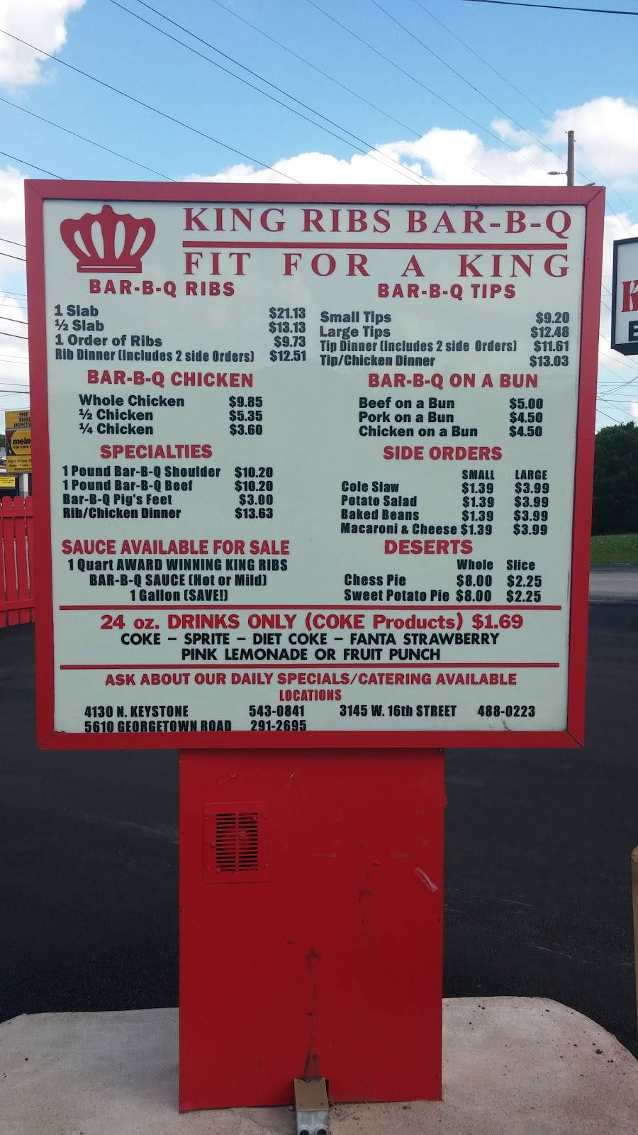 King Ribs Bar-B-Q | restaurant | 4130 N Keystone Ave, Indianapolis, IN 46205, USA | 3175430841 OR +1 317-543-0841